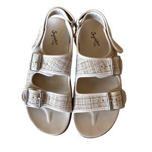 Seychelles‎ Tweed Sandals Beige Hook & Loop Buckle/Straps Sz 7.5 Neutral Comfort